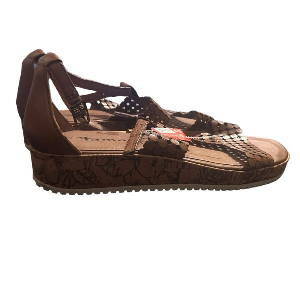 Tan Brown Comfort Sandals with Ankle Strap - Picture 4 of 6